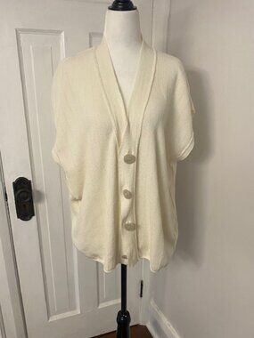 rus The Brand Vest/ Cardigan cream Organic Cotton Med Boxy Oversized Knit